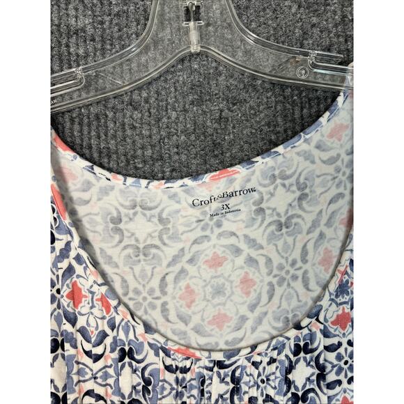 Croft & Barrow Womens Bohemian Printed Tee Shirt Sz 3X Multi Color Short Sleeve - Picture 4 of 8